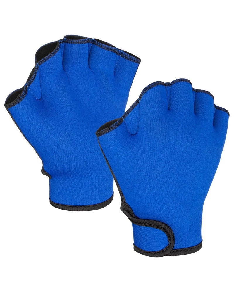 FitsT4 Sports Aqua Gloves Webbed Paddle Swim Gloves Fitness Water Aerobics and Swimming Resistance Training for Men Women Children Royal S - Image 5